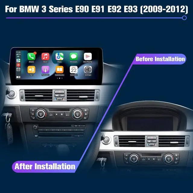 Alt view image 2 of 5 - Stereo for E90 CIC: 8+128G Car Head Unit with Bluetooth Carplay for BMW E91 E92 E93 2009-2012, 12.3" Aftermarket Touch Headunit Screen Android System Replacement with Backup Camera GPS Play for Apple