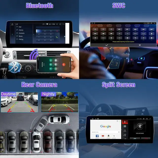 Alt view image 4 of 5 - Stereo for E90 CIC: 8+128G Car Head Unit with Bluetooth Carplay for BMW E91 E92 E93 2009-2012, 12.3" Aftermarket Touch Headunit Screen Android System Replacement with Backup Camera GPS Play for Apple