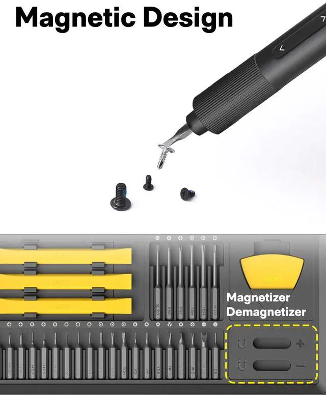 Alt view image 5 of 5 - HOTO Electric Precision Screwdriver Set, 48 in 1 Electronics Tool Kit, Magnetic Bits & Box, LED Light & 2 Torque Settings, Mini Screwdriver Set for Eyeglasses, Watches, Phones, Laptops, Cameras Repair