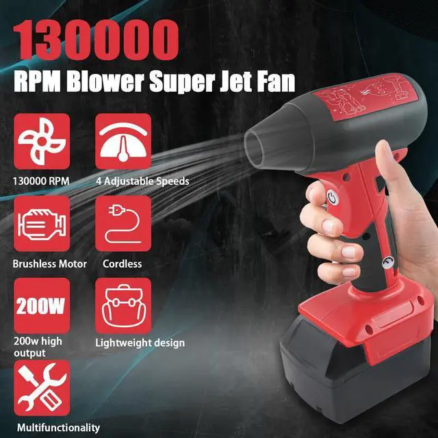 Alt view image 2 of 5 - Laimiao Mini Jet Dry Blower Fan for Milwaukee M18 Battery,130000RPM Electric Air Duster,Rechargeable Cordless Jet Fan Blower for PC, Car and Outing Jobsite (Battery Not Included)
