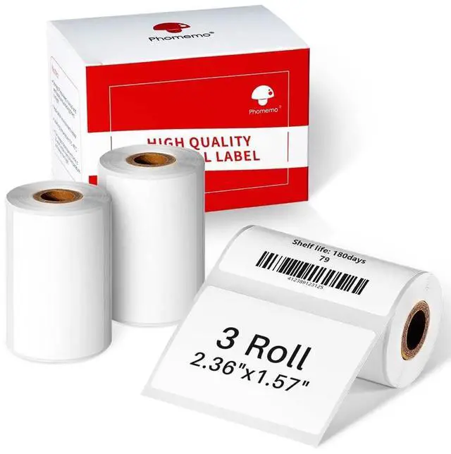 Alt view image 3 of 5 - Phomemo M220 Label Maker Green+ with 4 Roll Label, 3.14 Inch Bluetooth Thermal Label Printer for Barcode, Address, Labeling, Mailing, File Folder Label, Easy to Use, Support Smartphone, Tablet&PC