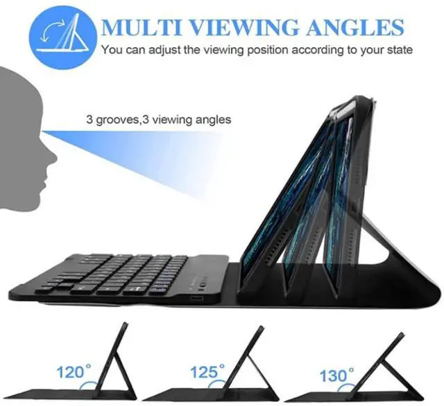 Alt view image 3 of 5 - QYiiD Backlit Keyboard Case for iPad Pro 12.9-inch 2017/2015 (Old Model, 2nd & 1st Generation), Magnetically Detachable Wireless Keyboard, Smart Folio with Pencil Holder, Black