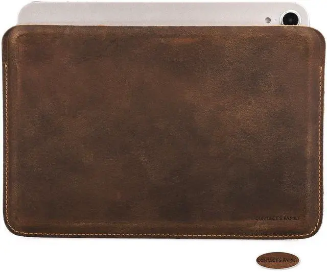 Main image of CataPurus Top Grain Leather 8.3" Slim Tablet Protective Case, Solid Minimalist Vintage Design, Fully Handmade, Compatible with 8.3" iPad mini 6 iPad mini 7.9" & Other Tablets, Coffee 8.3 Inch