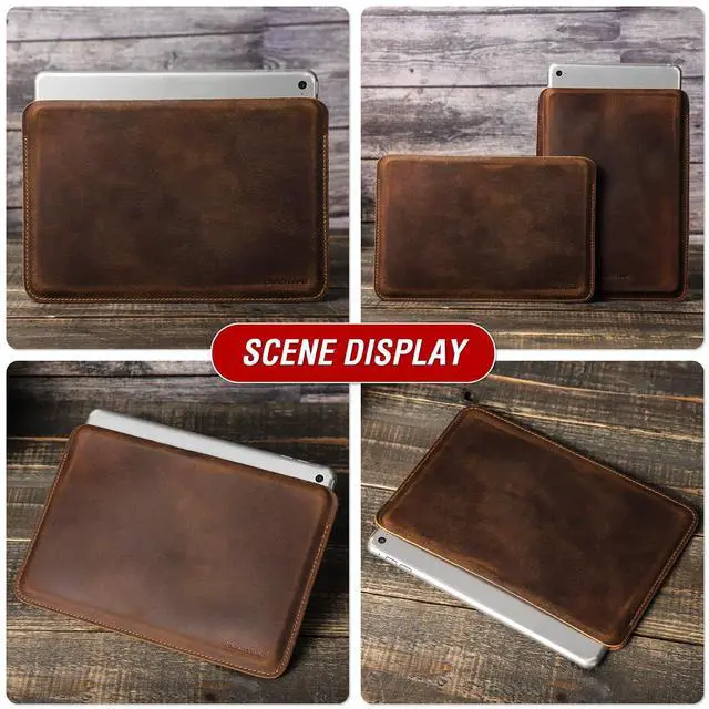 Alt view image 2 of 5 - CataPurus Top Grain Leather 8.3" Slim Tablet Protective Case, Solid Minimalist Vintage Design, Fully Handmade, Compatible with 8.3" iPad mini 6 iPad mini 7.9" & Other Tablets, Coffee 8.3 Inch