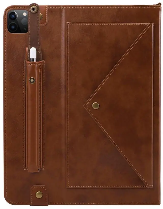 Alt view image 4 of 5 - UUcovers Crossbody Handbag Case for iPad Pro 12.9 inch 6th/5th/4th/3rd Generation 2022/2021/2020/2018 with Pencil Holder/Shoulder Strap/Hand Strap/Stand Envelope Bag Magnetic Wallet Cover, Coffee