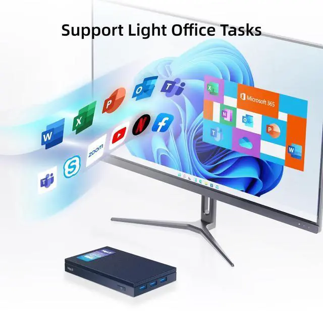 Alt view image 2 of 5 - MeLE Fanless Mini PC Quieter3Q 11th Gen N5105 8GB 256GB, Micro Computer WiFi 5 Small Desktop Service with USB-C PD, Gigabit Ethernet, Dual HDMI 4K, Auto Power on, PXE Support M.2 SSD
