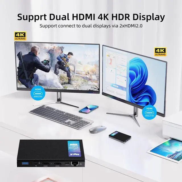 Alt view image 4 of 5 - MeLE Fanless Mini PC Quieter3Q 11th Gen N5105 8GB 256GB, Micro Computer WiFi 5 Small Desktop Service with USB-C PD, Gigabit Ethernet, Dual HDMI 4K, Auto Power on, PXE Support M.2 SSD