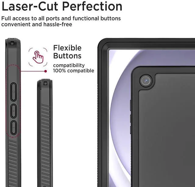 Alt view image 3 of 5 - Miimall Compatible for Samsung Galaxy Tab A9+/A9 Plus Waterproof Case, 360 Full-Body TPU Ultra-Thin Transparent PET Front Waterproof Case for Galaxy Tab A9+/A9 Plus 11" 2023(Model SM-X210/X216/X218)