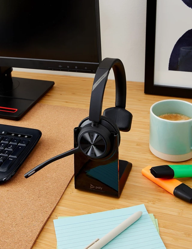 Alt view image 2 of 2 - Poly - Voyager 4310 UC Wireless Headset + Charge Stand (Plantronics) - Single-Ear Headset w/Mic - Connect to PC/Mac via USB-A Bluetooth Adapter, Cell Phone via Bluetooth -Works with Teams, Zoom &More