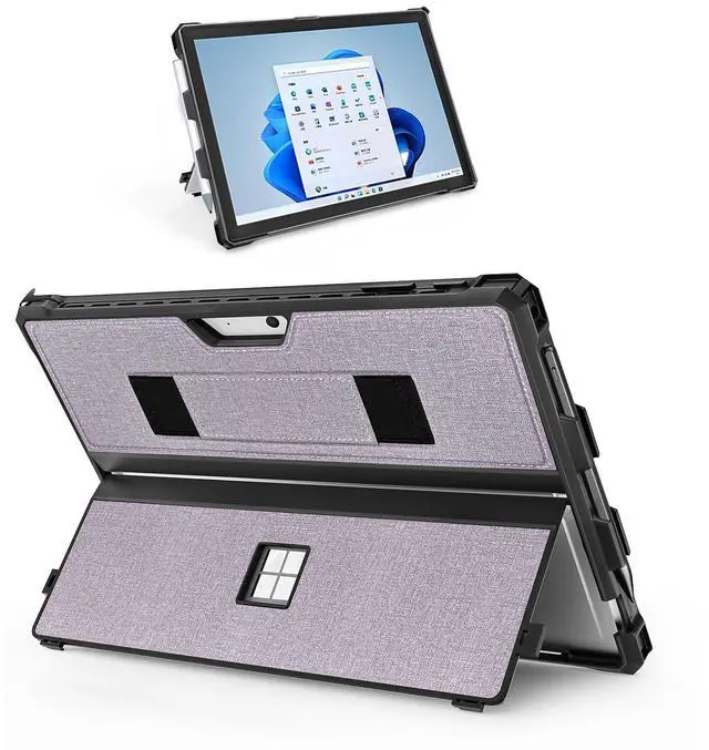 Main image of Case for 12.3" Microsoft Surface Pro 7+/7/6/5/4 Protective Rugged Cover Case, with Surface Pen Holder and Hand Strap, Compatible with Surface Pro Type Cover Keyboard (Light Purple)