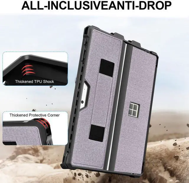 Alt view image 3 of 5 - Case for 12.3" Microsoft Surface Pro 7+/7/6/5/4 Protective Rugged Cover Case, with Surface Pen Holder and Hand Strap, Compatible with Surface Pro Type Cover Keyboard (Light Purple)