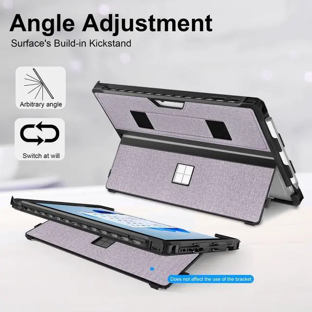 Alt view image 5 of 5 - Case for 12.3" Microsoft Surface Pro 7+/7/6/5/4 Protective Rugged Cover Case, with Surface Pen Holder and Hand Strap, Compatible with Surface Pro Type Cover Keyboard (Light Purple)