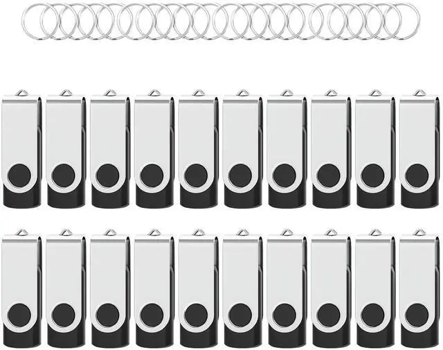 Main image of USB Flash Drives 2GB 20 Pack, Wooolken USB 2.0 Thumb Drives with Keychains Memory Stick USB Drive Pendrive for PC Laptop Computer (Black)