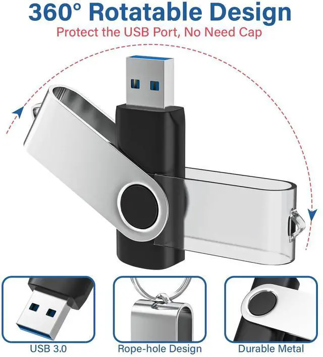 Alt view image 3 of 5 - USB Flash Drives 2GB 20 Pack, Wooolken USB 2.0 Thumb Drives with Keychains Memory Stick USB Drive Pendrive for PC Laptop Computer (Black)