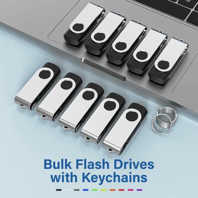 Alt view image 2 of 5 - USB Flash Drives 2GB 20 Pack, Wooolken USB 2.0 Thumb Drives with Keychains Memory Stick USB Drive Pendrive for PC Laptop Computer (Black)