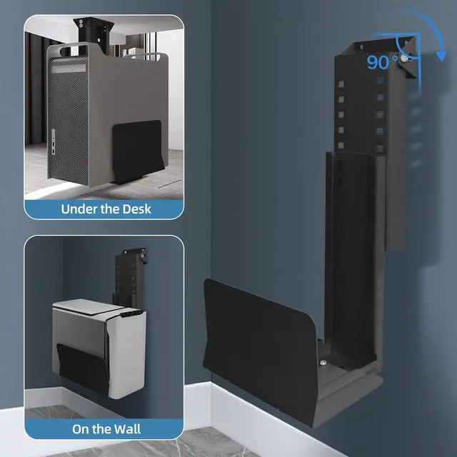 Alt view image 3 of 5 - TooCust Heavy Duty Computer Wall Mount, also great for PC Mount Under Desk - Height Adjustable from 12" to 20", Width Adjustable from 5.7" to 8" - Computer Mount PC Holder Under Desk or On Wall