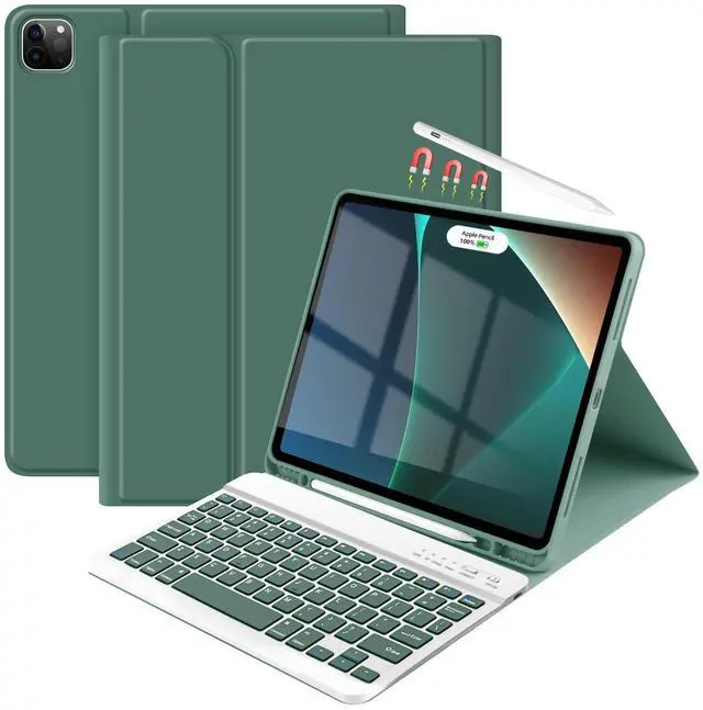 Main image of TaIYanG Keyboard Case for iPad Air 13-inch M3/M2/Pro 12.9 (6th & 5th Generation), Detachable Bluetooth Keyboard Case with Pencil Holder,Auto Sleep/Wake for iPad Air 13"(2025&2024)/Pro 12.9,Dark Green