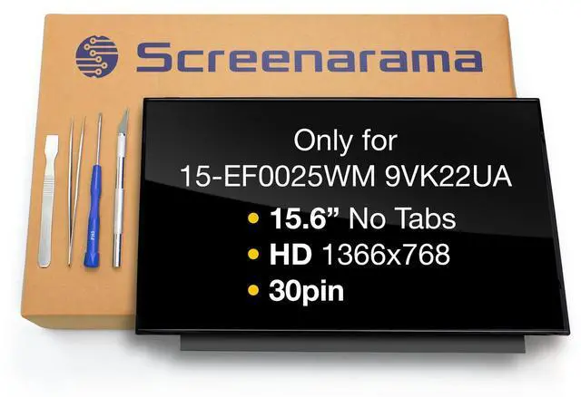 Main image of SCREENARAMA New Screen Replacement for HP 15-EF0025WM 9VK22UA, HD 1366x768, Glossy, LCD LED Display with Tools