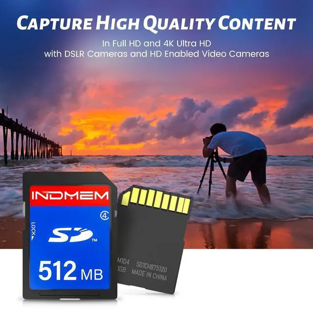 Alt view image 5 of 5 - INDMEM SD Card 512MB, 10 Packs Class 4 512MB Flash Memory Card MLC Standard Secure Digital Cards Camera Cards