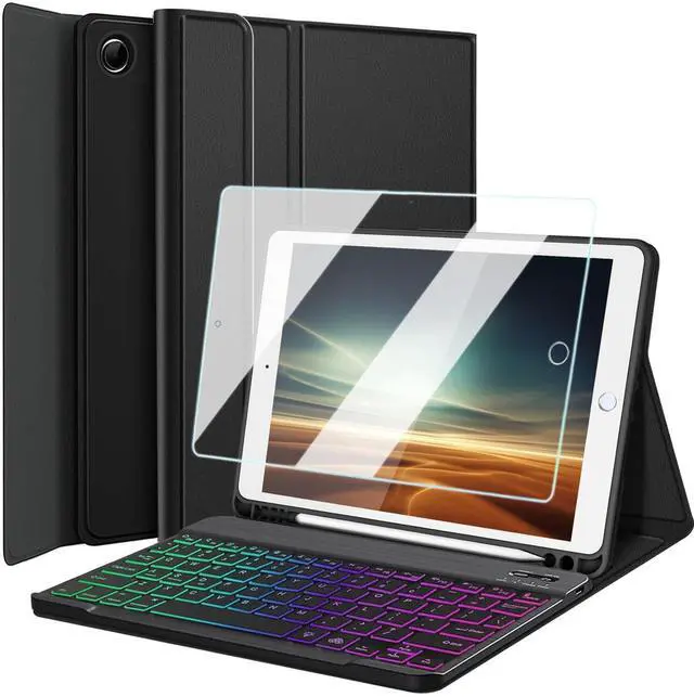 Main image of Nanhent Case with Keyboard for iPad 10.2" 9th Generation/8th Gen/7th Gen, 7 Color Rainbow Backlight Detachable Bluetooth Keyboard Cover with HD Screen Protector for iPad 10.2 Inch (iPad 7/8/9 Gen)