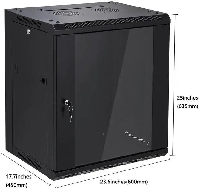 Alt view image 2 of 5 - 12U Wall Mount Server Cabinet Network Rack Enclosure Locking Glass Door by NETECABLE