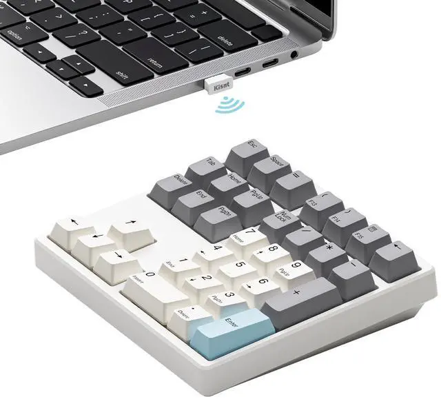 Alt view image 2 of 5 - Kisnt Wireless Number Pad, Hot Swappable Mechanical Numpad,34 Keys 2.4GHz Rechargeable Numeric Keypad with PBT Keycaps for Laptop, Mac, PC Desktop
