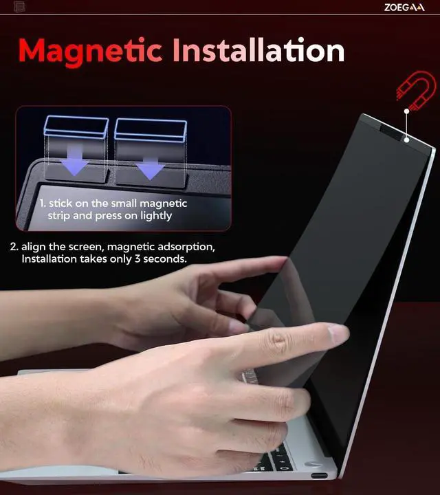 Alt view image 4 of 5 - ZOEGAA Privacy Screen 13.3 inch,Magnetic Laptop Privacy Screen 13.3 for 16:10, factory has been focusing on the research and production and owns many international patents such as filtration membranes