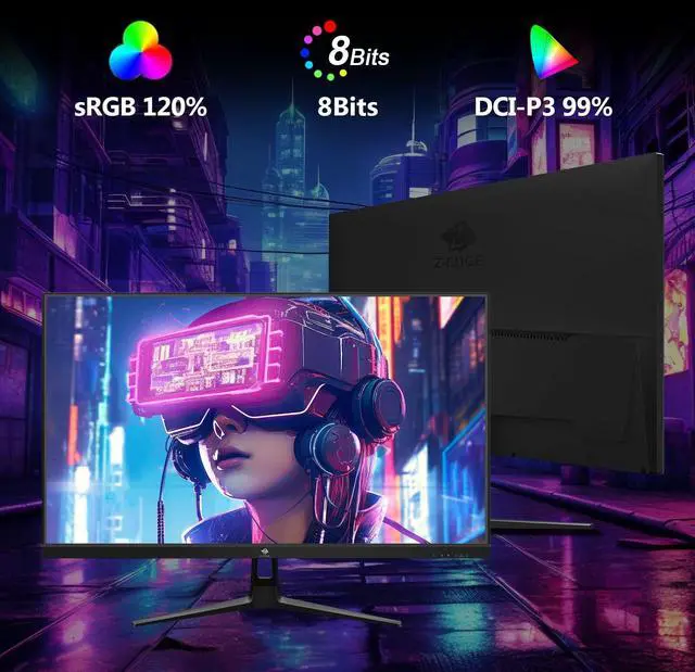 Alt view image 2 of 5 - Z-Edge 27 inch Gaming Monitor, FHD 1080P 240Hz, Ultra-Fast MPRT 1ms Monitor, DCI-P3 99%, SRGB 120%, 8 bits, UG27PJ Frameless Bezel, 2X DP 1.4 Ports and 2X HDMI 2.0 Ports