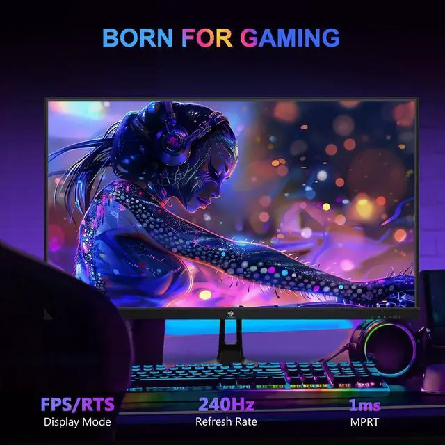 Alt view image 4 of 5 - Z-Edge 27 inch Gaming Monitor, FHD 1080P 240Hz, Ultra-Fast MPRT 1ms Monitor, DCI-P3 99%, SRGB 120%, 8 bits, UG27PJ Frameless Bezel, 2X DP 1.4 Ports and 2X HDMI 2.0 Ports