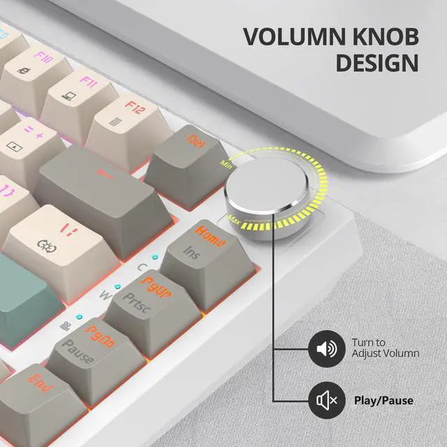 Alt view image 4 of 5 - 75% Wired Gaming Keyboard, Hot Swappable Gasket Mount, Red Switch, RGB Backlit 82 Keys TKL Mechanical Keyboard, NKRO Compact for PC Laptop Windows Gamer (Gray Rice)