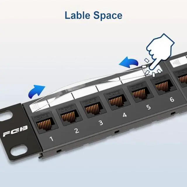 Alt view image 3 of 5 - FGB 10Gbps Patch Panel 24 Port, Cat6 Keystone Patch Panel, 19" Rackmount or Wall Mount, 1U with Back Bar, Network Patch Panel for Gigabit Ethernet
