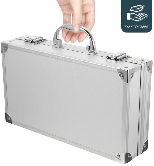 Alt view image 4 of 5 - ERINGOGO Aluminum Alloy Tool Case - Multi-Functional Makeup Organizer and Medicine Storage Box with Lock and Handle 11.81 X 6.69 X 3.07 Inches for Travel and Home Use