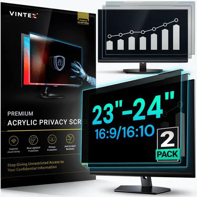 Main image of Universal 23"-24" - 23", 23.6", 23.8", 24" - 16:9/16:10 Aspect Ratio - 2 Pack - Computer Privacy Screen Filter for Widescreen Computer Monitors - 21.2"x13.4" = 541x342mm - Monitor Frame Hanging Type