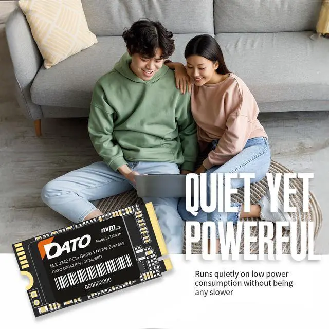 Alt view image 3 of 5 - DATO M.2 2242 SSD 512GB, PCIe Gen3 x4 NVMe 1.3 Internal Solid State Drive, Up to 2500/1700 MB/s, DP342 Series