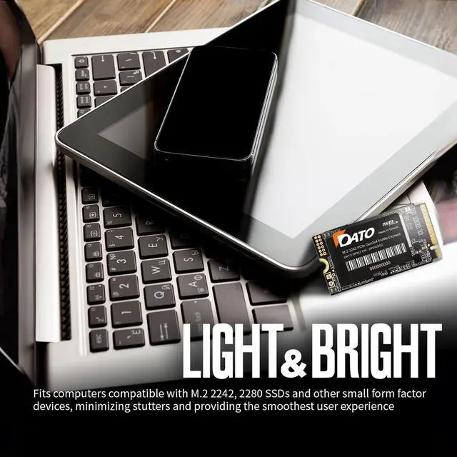 Alt view image 4 of 5 - DATO M.2 2242 SSD 512GB, PCIe Gen3 x4 NVMe 1.3 Internal Solid State Drive, Up to 2500/1700 MB/s, DP342 Series