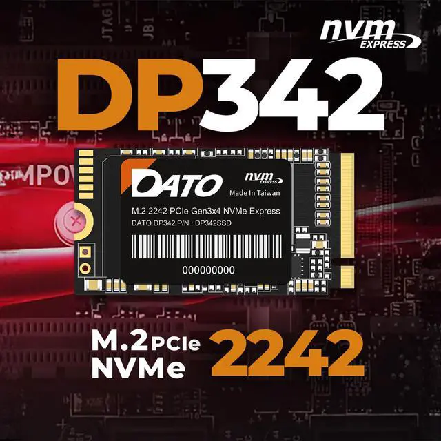 Alt view image 2 of 5 - DATO M.2 2242 SSD 512GB, PCIe Gen3 x4 NVMe 1.3 Internal Solid State Drive, Up to 2500/1700 MB/s, DP342 Series
