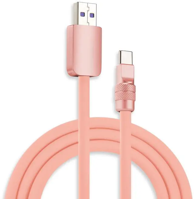 Main image of chubbycable Chubby 2.0 Fast Charging Cable Durable Soft Silicone USB C Cable 120W Extra Thick Phone Charger Cord Data Transfer Cord, Pink+Pink, USB-A to Type-C, 19.6 FT