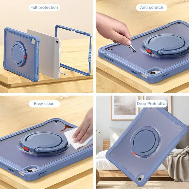 Alt view image 5 of 5 - BATYUE Case for iPad (A16) 11th/10th Gen 11''/10.9'' 2025/2022 | Matte Frosted Shockproof Protective Cover with 360° Rotating & 180° Folding Stand, Shoulder Strap & Pencil Holder | Lavender Gray