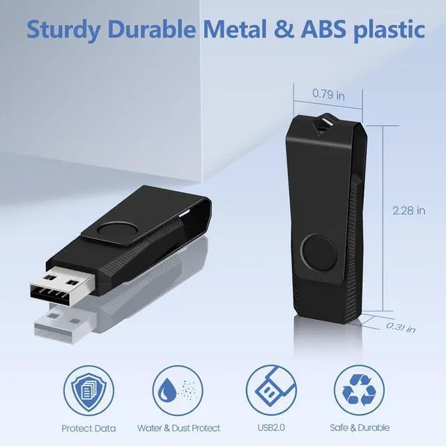 Alt view image 5 of 5 - 4GB USB Flash Drive 20 Pack, AGECASH A Memoria USB 2.0 Thumb Drive Swivel Metal Bulk Flash Drive USB Drive Multi Pack Pendrive Jump Drive Memory Stick with Keychain (Black, 20PCS 4GB)