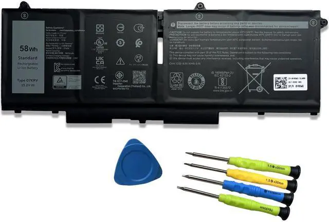 Main image of 4-Cell 07KRV 58Wh Laptop Battery Replacement for Dell Latitude 5530 5430 Precision 3570 P137P P104F Y86WG 104F005 P104F006 M69D0 P137G004 P137G005 P137G006 H4PVC 078FWY 4FVJG O7KRV 15.2V 3625mAh