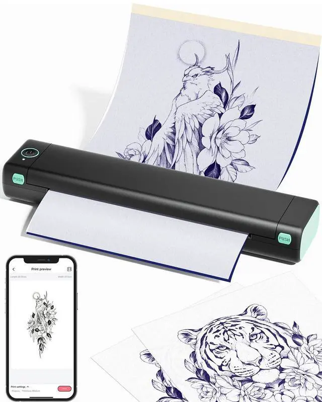 Alt view image 2 of 5 - Phomemo M08F Wireless Tattoo Transfer Stencil Printer & Case, Thermal Copier Machine With 10pcs Free Paper, Kit for Artists