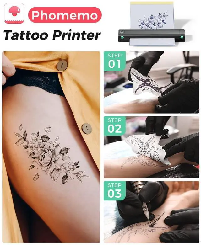 Alt view image 3 of 5 - Phomemo M08F Wireless Tattoo Transfer Stencil Printer & Case, Thermal Copier Machine With 10pcs Free Paper, Kit for Artists