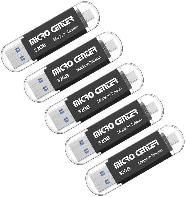 Main image of INLAND Micro Center SuperSpeed 5 Pack 32GB Daul Drive up to 100MB/s Type C & Type A 2-in-1 USB 3.0 Flash Drive Thumb Drive Memory Storage Stick for Android Computers MacBook Tablets PC,Brown