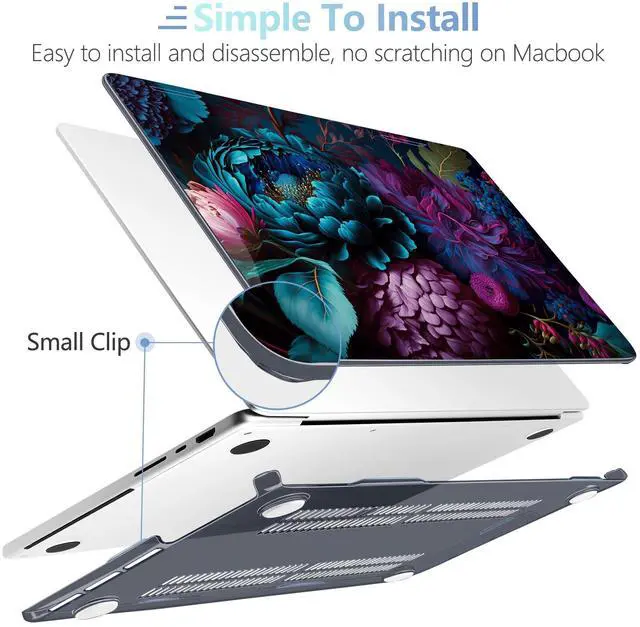 Alt view image 5 of 5 - MEEgoodo Case for M4 MacBook Pro 16 inch Case 2024 2023 2021 (A3403/A3186/A2991/A2780/A2485) M3 M2 M1 Pro/Max Chip,Laptop Hard Shell Cases with Keyboard Cover & Trackpad Film, Beautiful Fantasy Flower