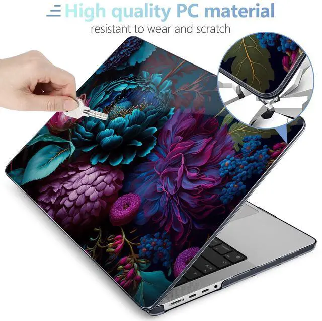Alt view image 4 of 5 - MEEgoodo Case for M4 MacBook Pro 16 inch Case 2024 2023 2021 (A3403/A3186/A2991/A2780/A2485) M3 M2 M1 Pro/Max Chip,Laptop Hard Shell Cases with Keyboard Cover & Trackpad Film, Beautiful Fantasy Flower