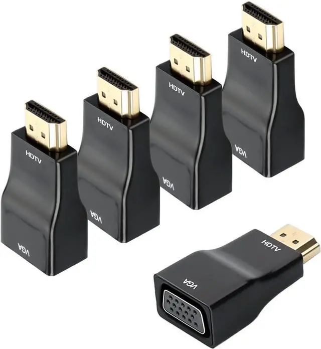 Main image of URELEGAN HDMI to VGA 5-Pack, HDMI to SVGA Adapter Converter (VGA 15 PIN) 1080P@60Hz Male to Female Cord for Computer, Desktop, Laptop, PC, Monitor, Projector, HDTV and More