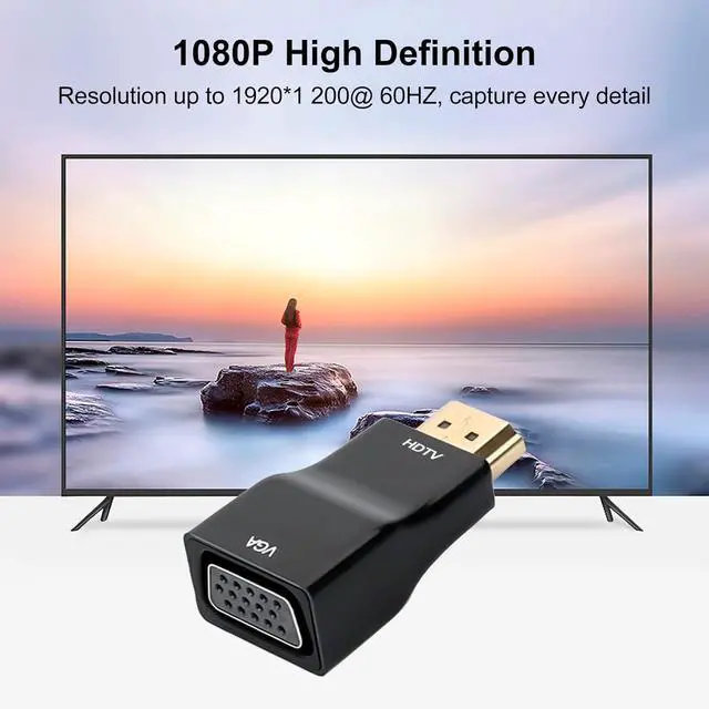 Alt view image 5 of 5 - URELEGAN HDMI to VGA 5-Pack, HDMI to SVGA Adapter Converter (VGA 15 PIN) 1080P@60Hz Male to Female Cord for Computer, Desktop, Laptop, PC, Monitor, Projector, HDTV and More
