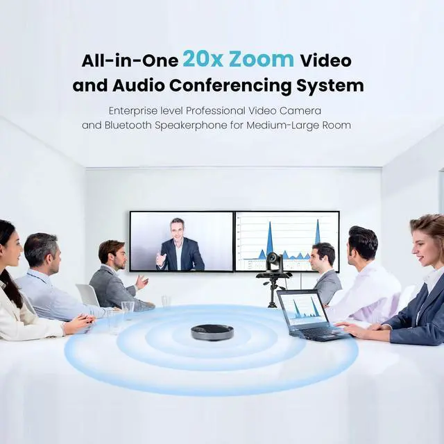 Alt view image 4 of 5 - 20x Zoom Conference Room Camera System TONGVEO All-in-1 Video and Audio Conferencing System 20X Optical Zoom USB3.0 HDMI PTZ Camera and Conference speaker with microphone Bundle for large Meeting Room