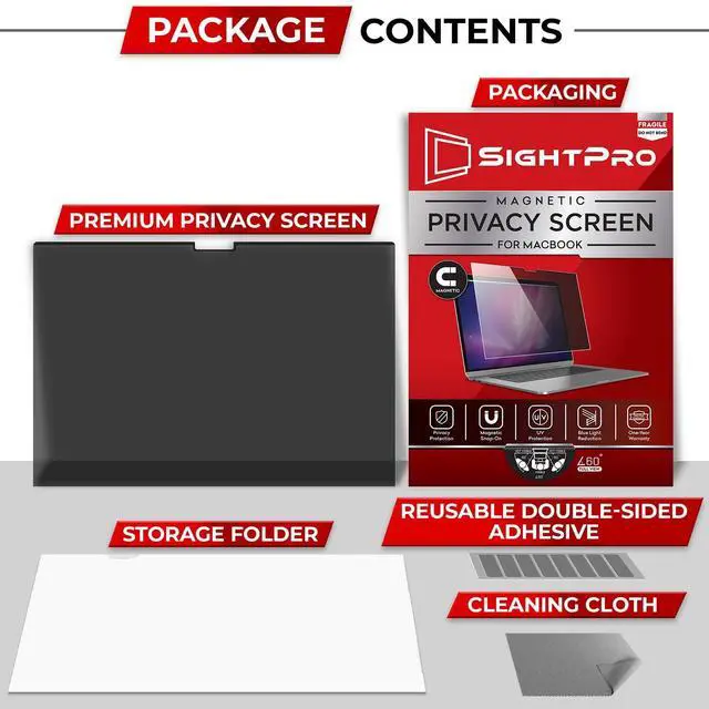 Alt view image 5 of 5 - SightPro Magnetic Privacy Screen for MacBook Pro 14 Inch (2021-2024, M1, M2, M3, M4, Pro, Max) Removable Laptop Privacy Filter Shield and Protector
