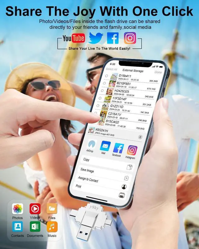 Alt view image 4 of 5 - MFi Certified 1TB Photo Stick for iPhone,4 in1 USB Photo Memory Stick Flash Drives for iPhone/iPad/Android/PC/MAC, External USB C Storage Thumb Drive for iPhone iPad Photos Videos Contacts Backup